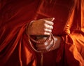 Buddhist monk hands for meditation Royalty Free Stock Photo