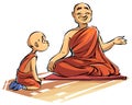 A Buddhist monk and his disciple are talking