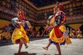 Buddhist monk dance at Paro Bhutan Festival Royalty Free Stock Photo