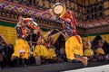 Buddhist monk dance at Paro Bhutan Festival Royalty Free Stock Photo