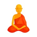 Buddhist monk icon, cartoon style