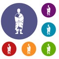 Buddhist monk icons set