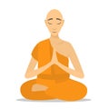 Buddhist monk meditating isolated. Royalty Free Stock Photo