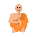 Buddhist monk meditating. Zen and enlightenment. Orange cape and