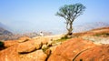 Buddhist monk meditation at mountains