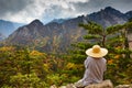 Buddhist monk meditation at seorak mountains at the Seorak