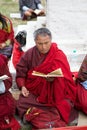 Buddhist monk at the Memorial Chorten, Thimphu, Bhutan. Royalty Free Stock Photo