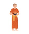 buddhist monk with pot Royalty Free Stock Photo