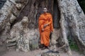 Angkor Wat, Cambodia, Buddhist Monk at Prasat Ta Prohm temple Royalty Free Stock Photo