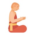 buddhist monk prayer side view Royalty Free Stock Photo