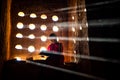 Buddhist monk praying. Special light