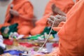 Buddhist monk praying hands in buddhism tradition ceremony Royalty Free Stock Photo