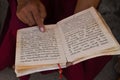 Buddhist monk reads, Kathmandu Nepal