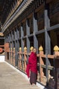 Buddhist monk in the Rinpung Dzong, Paro, Bhutan Royalty Free Stock Photo