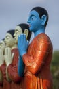 Buddhist monk statues at the Sigiriya Temple in Sri Lanka. Royalty Free Stock Photo