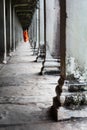 buddhist monk in temple of Angkor Wat Royalty Free Stock Photo