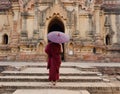 Buddhist monk at temple in Bagan, Myanmar