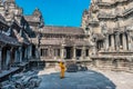 Buddhist monk temple courtyard Angkor Wat Cambodia Royalty Free Stock Photo