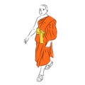 Buddhist monk. Vector freehand drawing.