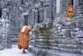 Buddhist Monks At The Bayon In Angkor Thom