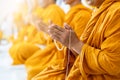 Buddhist monks chant Buddhist rituals Royalty Free Stock Photo