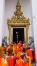 Buddhist monks enter Wat Pho Royalty Free Stock Photo