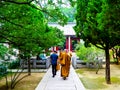 Buddhist monks inside Huayan temple