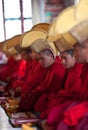 Buddhist monks and lamas during puja ceremony Royalty Free Stock Photo