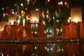 Buddhist Monks Launching Fire Lanterns at Festival Royalty Free Stock Photo