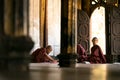 Buddhist monks learning in the Shwe Yan Pyay monastery school Royalty Free Stock Photo