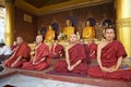 Buddhist monks in meditation, Yangon, Myanmar