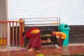 Buddhist monks at the Sanghak Choeling Monastery, Sikkim, India