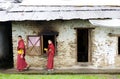 Buddhist monks at the Sanghak Choeling Monastery, Sikkim, India Royalty Free Stock Photo
