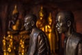 Buddhist monks statues symbol of peace and serenity