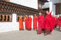 Buddhist monks at the Trashi Chhoe Dzong, Thimphu, Bhutan