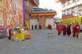 Buddhist monks at the Trongsa Dzong, Trongsa, Bhutan Royalty Free Stock Photo
