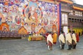 Buddhist monks at the Trongsa Dzong, Trongsa, Bhutan Royalty Free Stock Photo