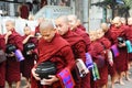 Buddhist monks in line