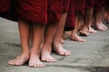 Buddhist Monks In Line