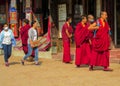 Buddhist monks on the street in Kathmandu, Nepal