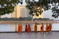 Buddhist monks on the waterfront of Phnom Penh