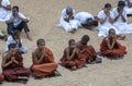 Buddhist worshippers pray at Anuradhapura in Sri Lanka.