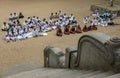 Buddhist worshippers pray at Anuradhapura in Sri Lanka.