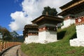 buddhist monument (druk wangyal chortens) at dochula pass between thimphu and gangtey (bhutan) Royalty Free Stock Photo
