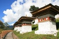 buddhist monument (druk wangyal chortens) at dochula pass between thimphu and gangtey (bhutan) Royalty Free Stock Photo