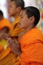 Buddhist novice in Luang Prabang, Laos. Royalty Free Stock Photo