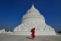 A Buddhist novice monk at white temple Royalty Free Stock Photo