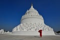 A Buddhist novice monk at white temple Royalty Free Stock Photo