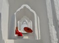 A Buddhist novice monk at white temple Royalty Free Stock Photo