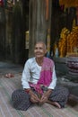 Buddhist nun in temple Royalty Free Stock Photo